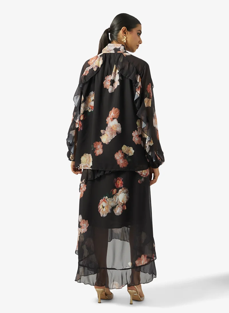 خزانة Floral Print Top & Skirt Set